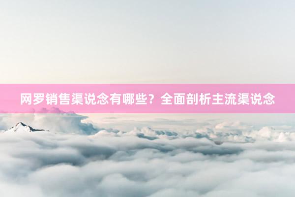 网罗销售渠说念有哪些？全面剖析主流渠说念